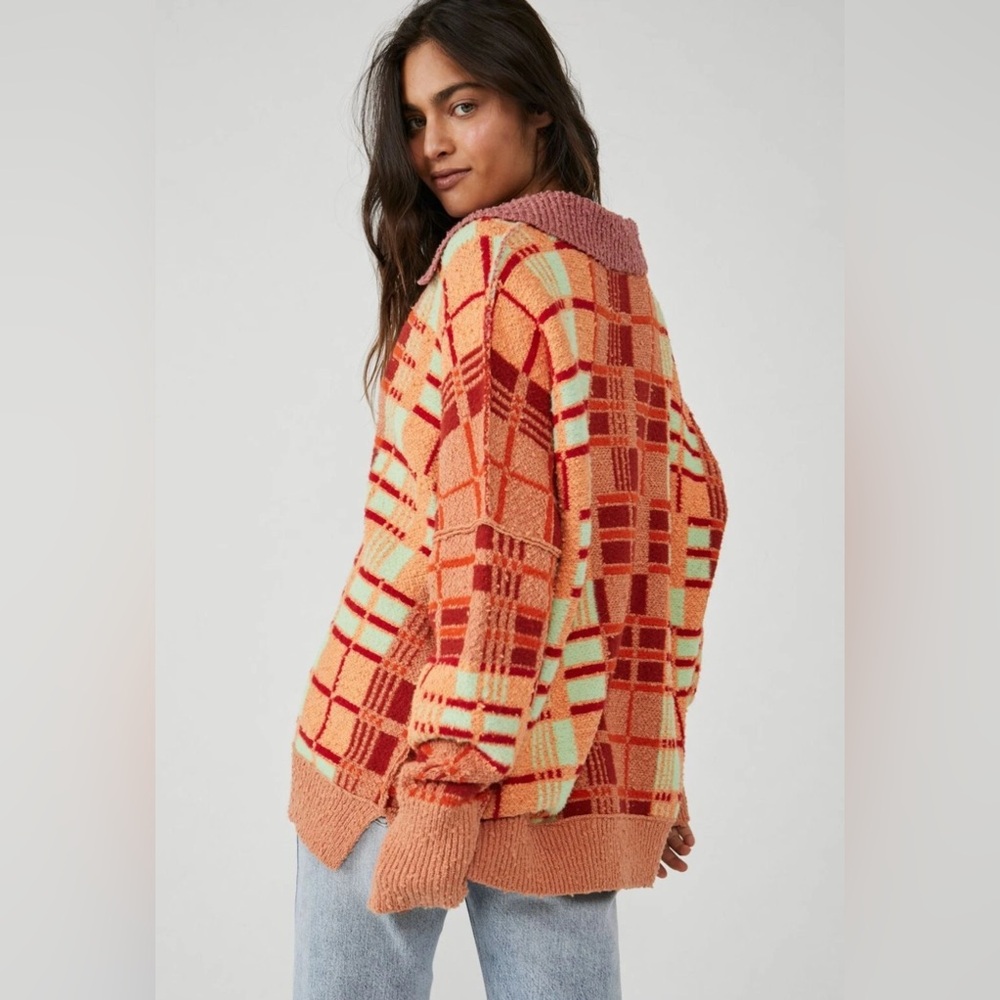Free People Oversize Ruben Sweater Autumn Sunset Combo, SMALL NWT - Picture 2 of 7